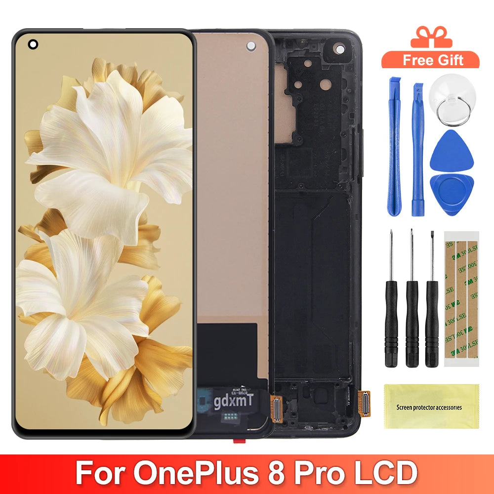 TFT 8Pro Display For Oneplus 8 pro IN2023 IN2020 IN2021 LCD Display Touch Screen Digitizer Assembly For Oneplus 8 pro LCD Screen Oneplus phone repair parts
