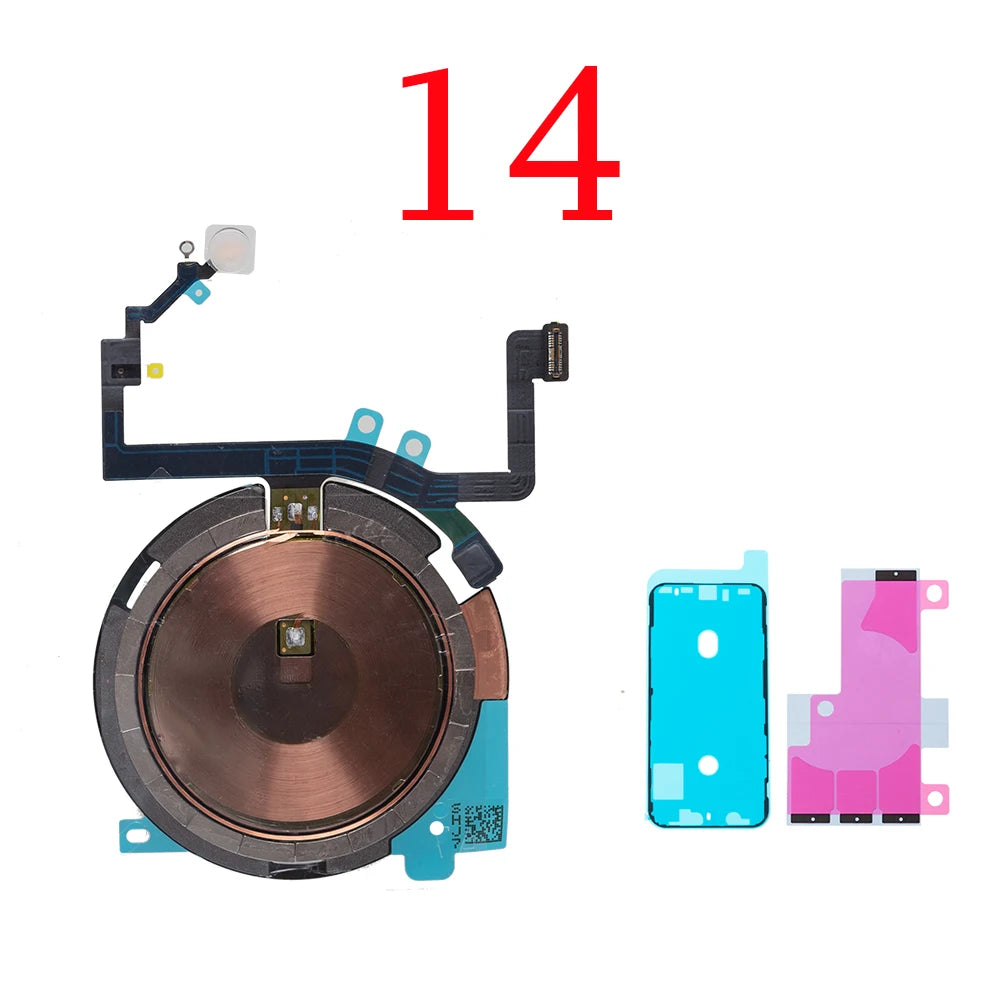 1set Wireless Charging Chip NFC Coil with Volume for IPhone 12 13 14 Mini Pro Max Plus Charger Panel Sticker Flex Cable iPhone phone repair parts