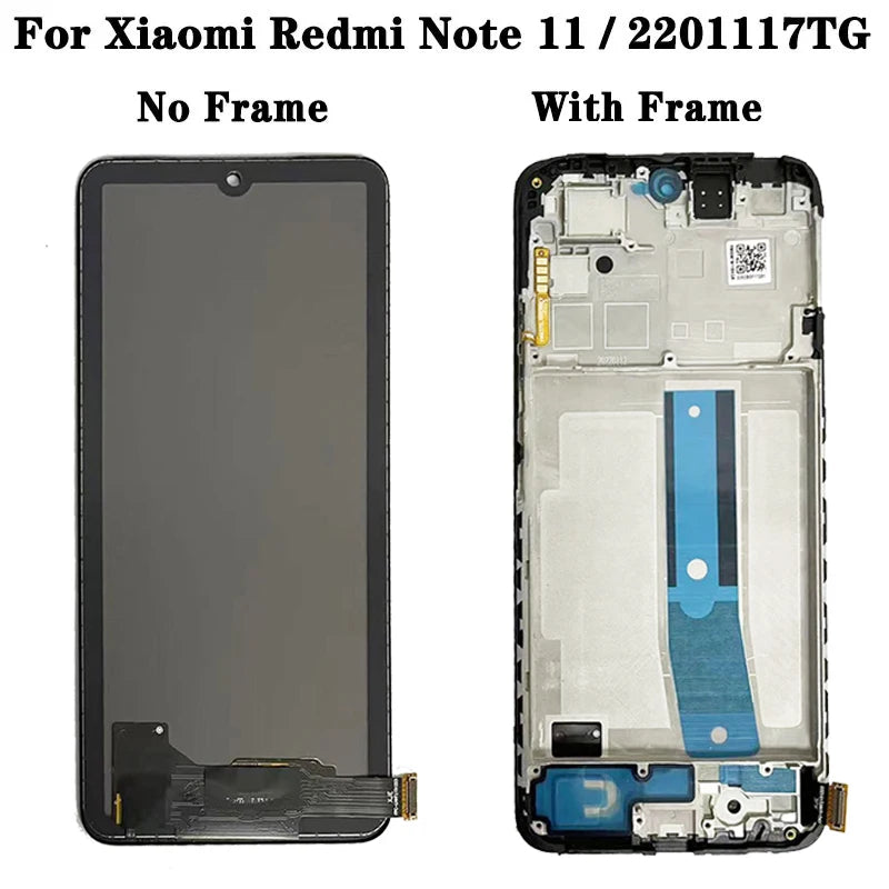 AMOLED LCD For Redmi Note 11 LCD For Xiaomi Redmi Note 11 Display Note11 2201117TG Screen Touch Glass Digitizer  With Frame Xiaomi phone repair parts