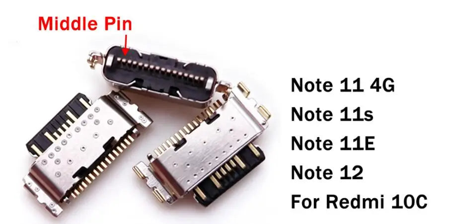100Pcs，USB Charging Port Connector Charge Socket Dock For Xiaomi Redmi Note 11 11S 11E 11T 12 13 Pro Plus 4G 5G 10C Poco X5 Pro  Xiaomi  Xiao mi phone repair parts