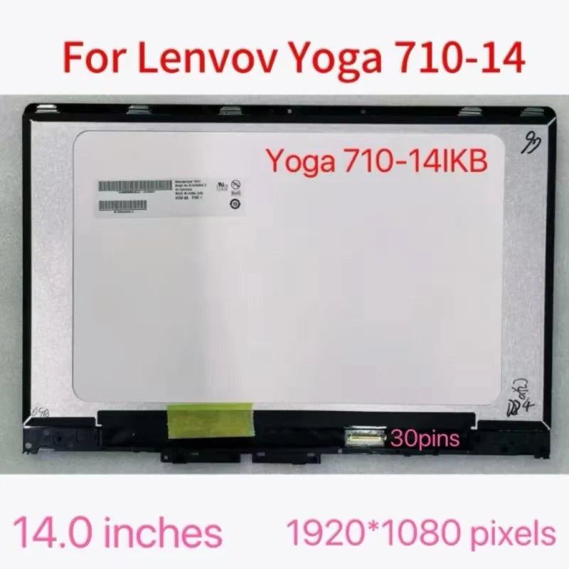 For Lenovo Yoga710-14 Yoga 710-14Ikb 14" Fhd 1920X1080 Ips Lcd Touch Screen Display Assembly with Frame Replacement Lenovo laptop repair parts