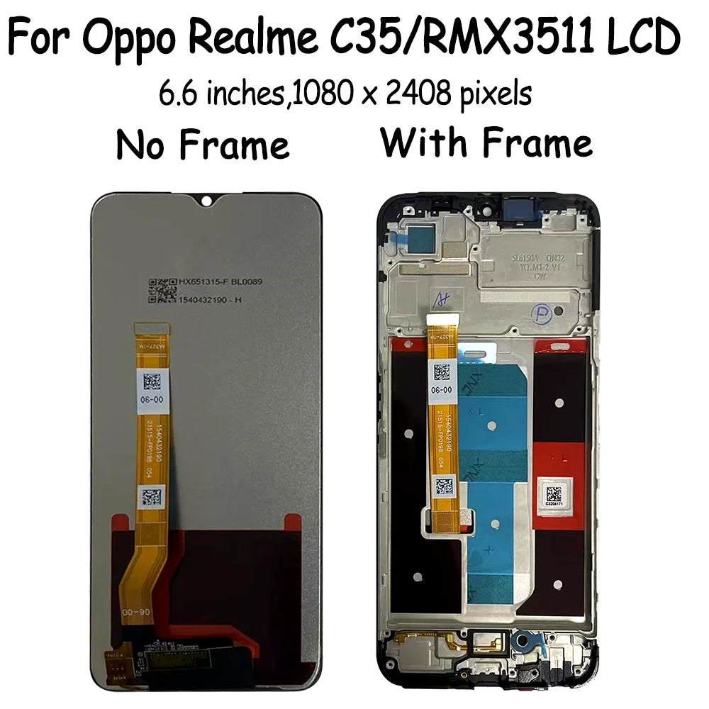 6.6" High Quality For OPPO Realme C35 RMX3511 LCD Display Touch Screen Digitizer Assembly Replacement For RealmeC35 LCD  Oppo phone repair parts