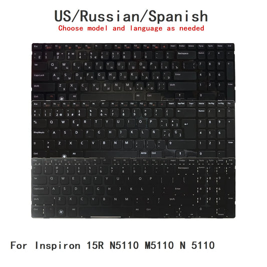 New US Russian Spanish Arab Laptop Keyboard For Dell Inspiron 15R N5110 M5110 N 5110 Notebook PC Replacement N5110Dell laptop repair parts