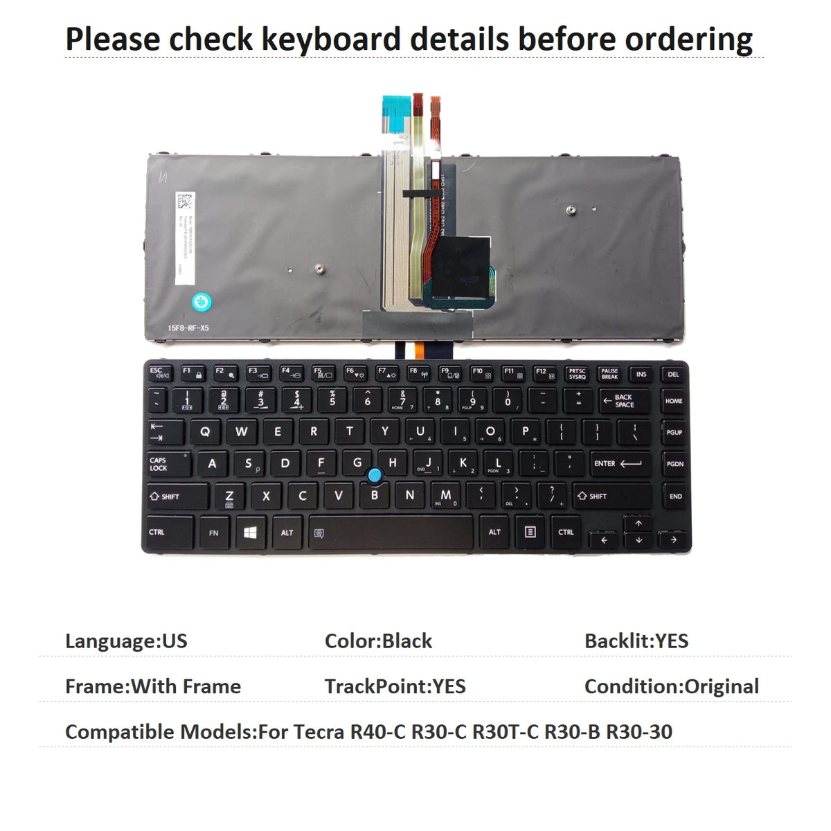 New US UI Spanish Latin Language  Backlit Keyboard For Toshiba Tecra R40-C R30-C R30T-C R30-B R30-30 Replacement Keyboard
