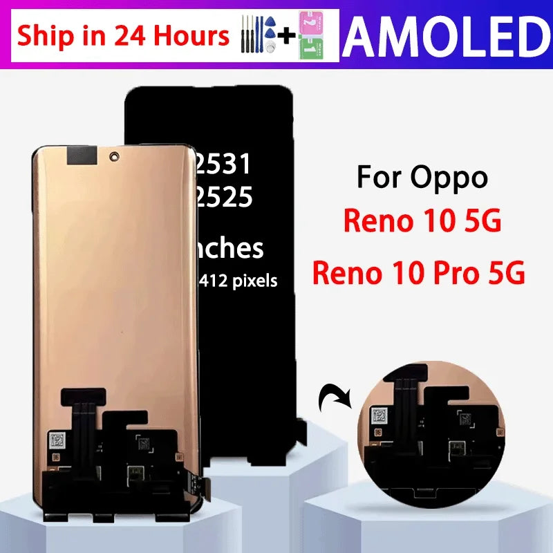 6.7“”AMOLED For Oppo Reno 10 5G CPH2531 LCD Display Touch Screen Digitizer For Reno 10 Pro 10Pro 5G CPH2525 Display  Oppo phone repair parts
