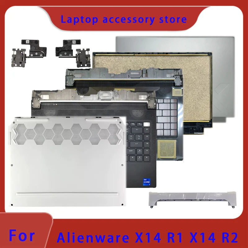 Cover case for Dell Alienware X14 R1 X14 R2 laptops, LCD screen top cover screen frame palm rest bottom shell air outlet hinge keyboard  Dell Laptop repair parts