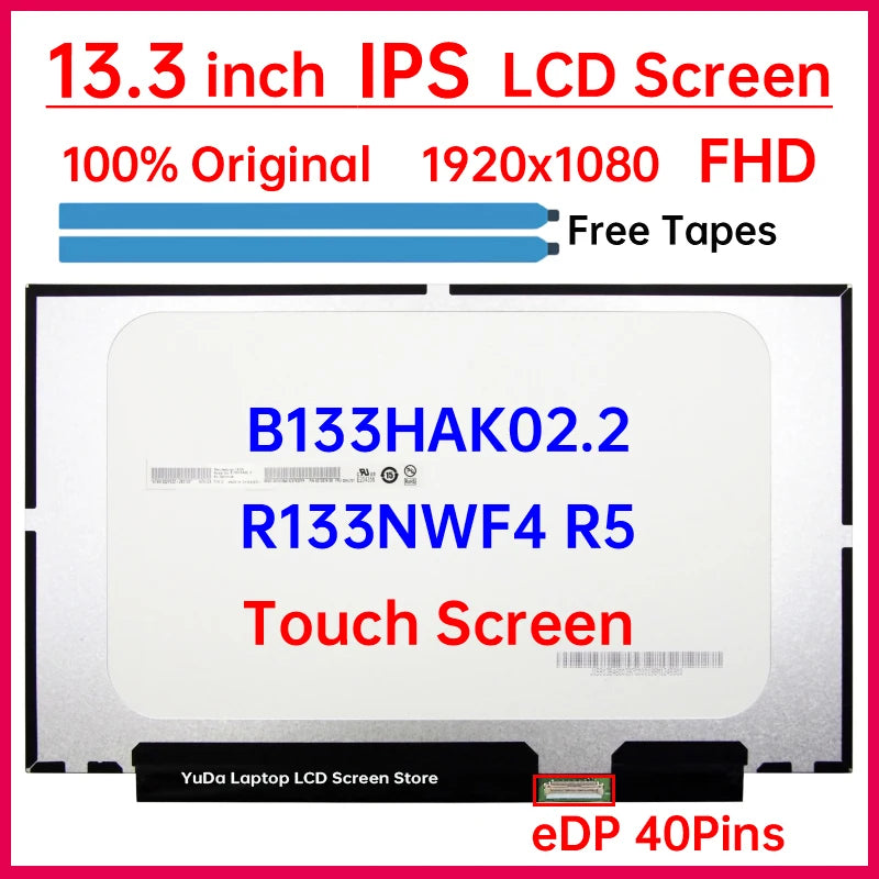 13.3" Laptop LCD Touch Screen B133HAK02.2 R133NWF4 R5 For Lenovo ThinkPad X390 X395 X13 L13 Gen 2 Display Matrix Panel 40 Pins Lenovo laptop repair parts