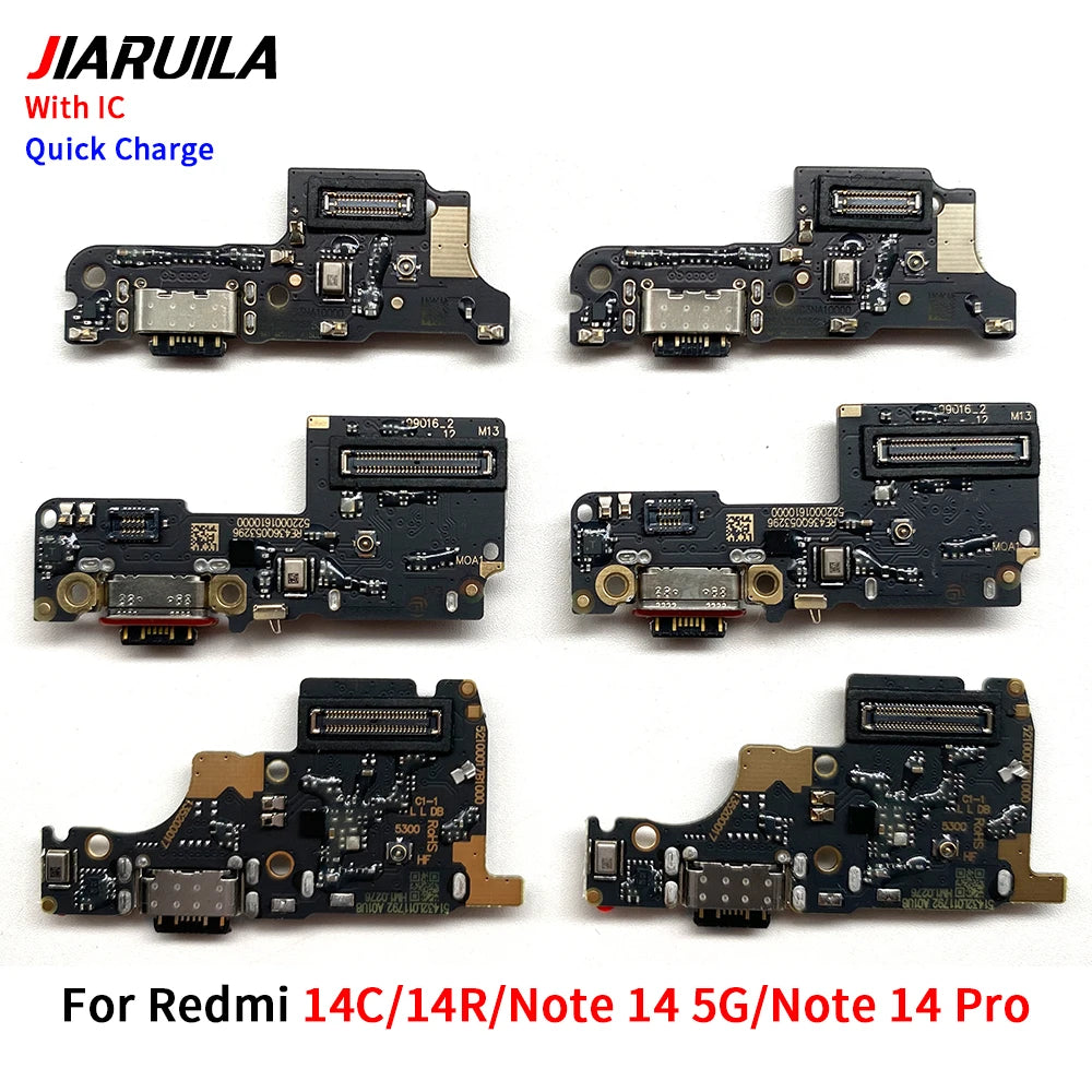 USB Charging Port Board Flex Cable Connector For Xiaomi Redmi Note 14 Pro Plus 4G 5G / Redmi 14C 14R Microphone Module Xiaomi  Xiao mi phone repair parts