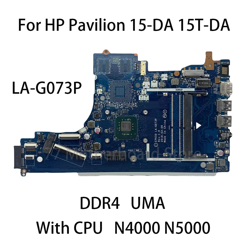 EPK50 LA-G073P Laptop Motherboard For HP Pavilion 15-DA 15T-DA With CPU N4000 N5000 L20372-001 L20375-601 L24636-001 L24636-601 HP laptop repair parts