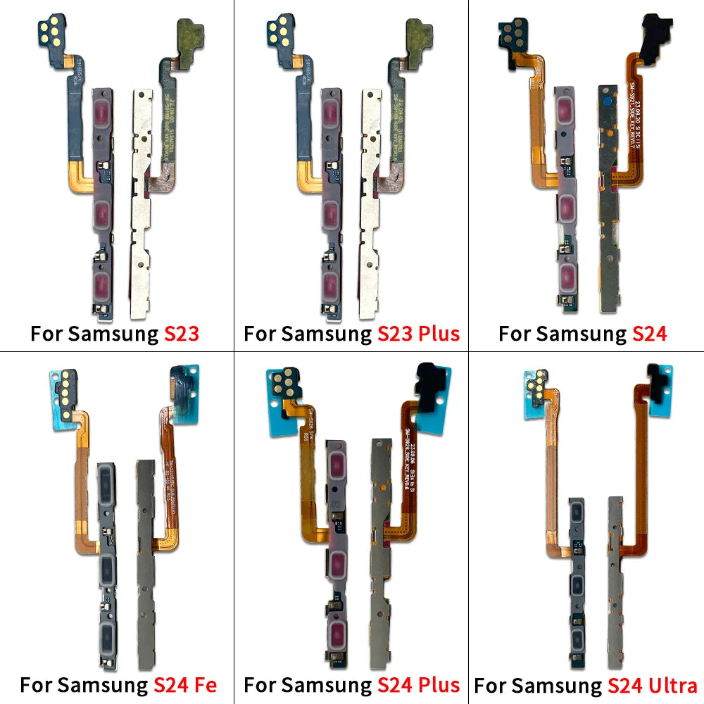 10Pcs, New Power Switch On Off Button Volume Key Button Flex Cable For Samsung S23 S24 Plus Ultra Fe Samsung phone repair parts
