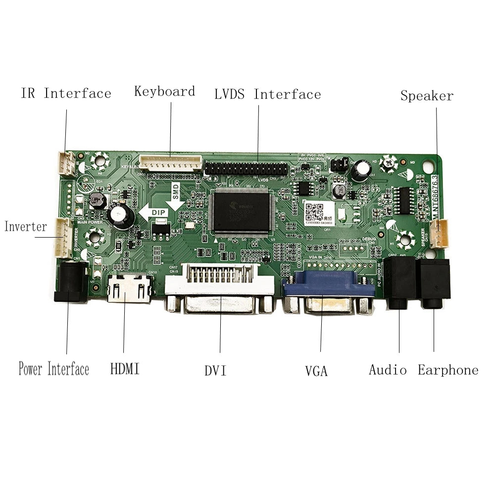 M.NT68676 HDMI+DVI+VGA Driver Board Moniter Kit For Laptop Screen LCD LED Retrofit  (View Clear Product Options) Professional Repair Tools