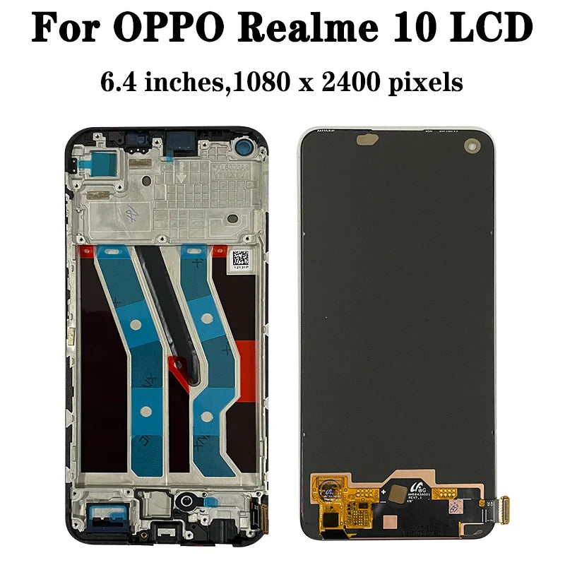 6.4 ”New AMOLED  For Oppo Realme 10 RMX3630 LCD Display Screen Touch Panel Digitizer Assembly For Realme 10 4G Display  Oppo phone repair parts