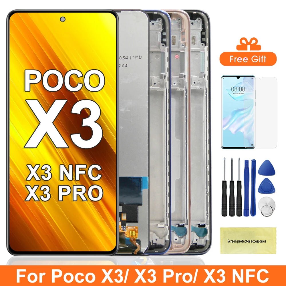 6.67" Poco X3 Pro Screen Replacement, for Xiaomi Poco X3 NFC Lcd Display Touch Screen Digitizer Assembly for POCO X3 Xiaomi phone repair parts