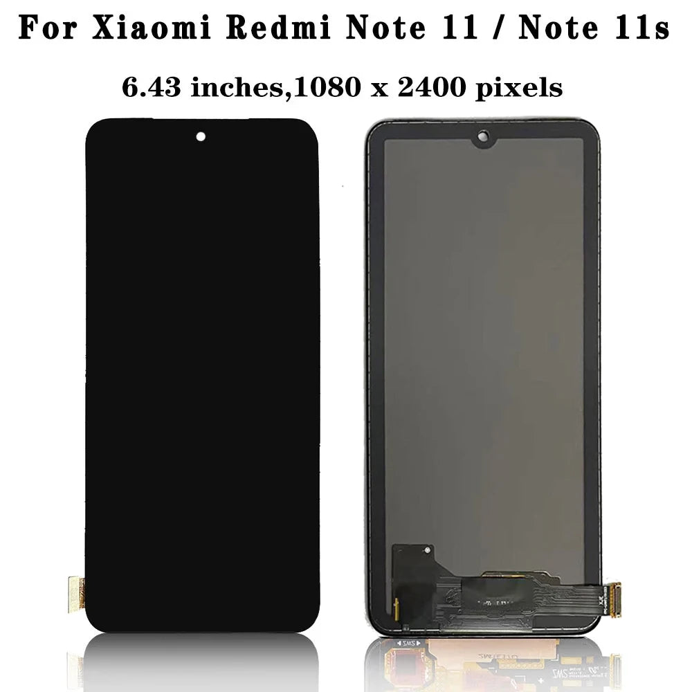 AMOLED LCD For Redmi Note 11 LCD For Xiaomi Redmi Note 11 Display Note11 2201117TG Screen Touch Glass Digitizer  With Frame Xiaomi phone repair parts