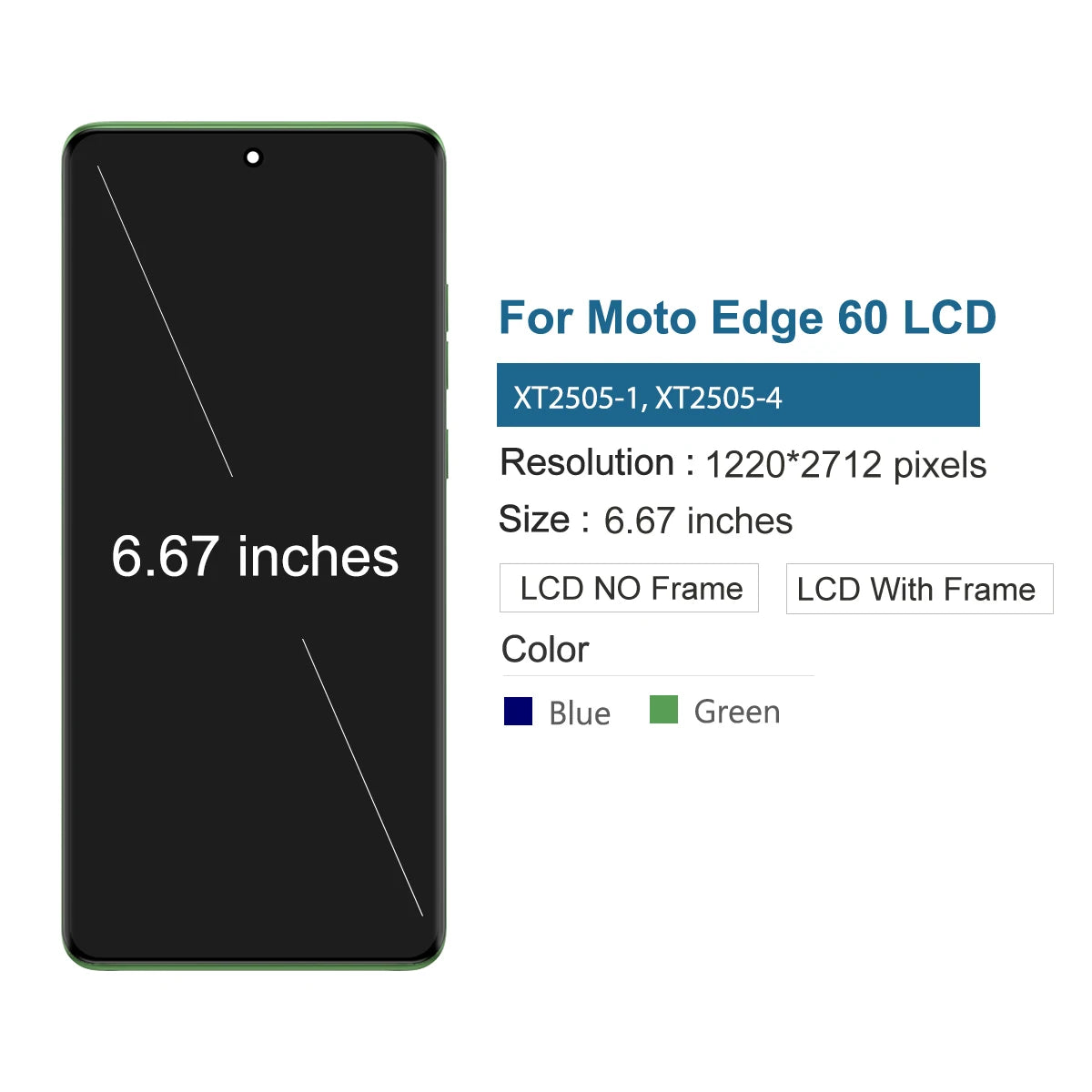 Amoled For Motorola Edge 60 LCD Touch Panel Digitizer Assembly Replacement LCD With Frame XT2505-1, XT2505-4 LCD Display Screen Motorola phone repair parts