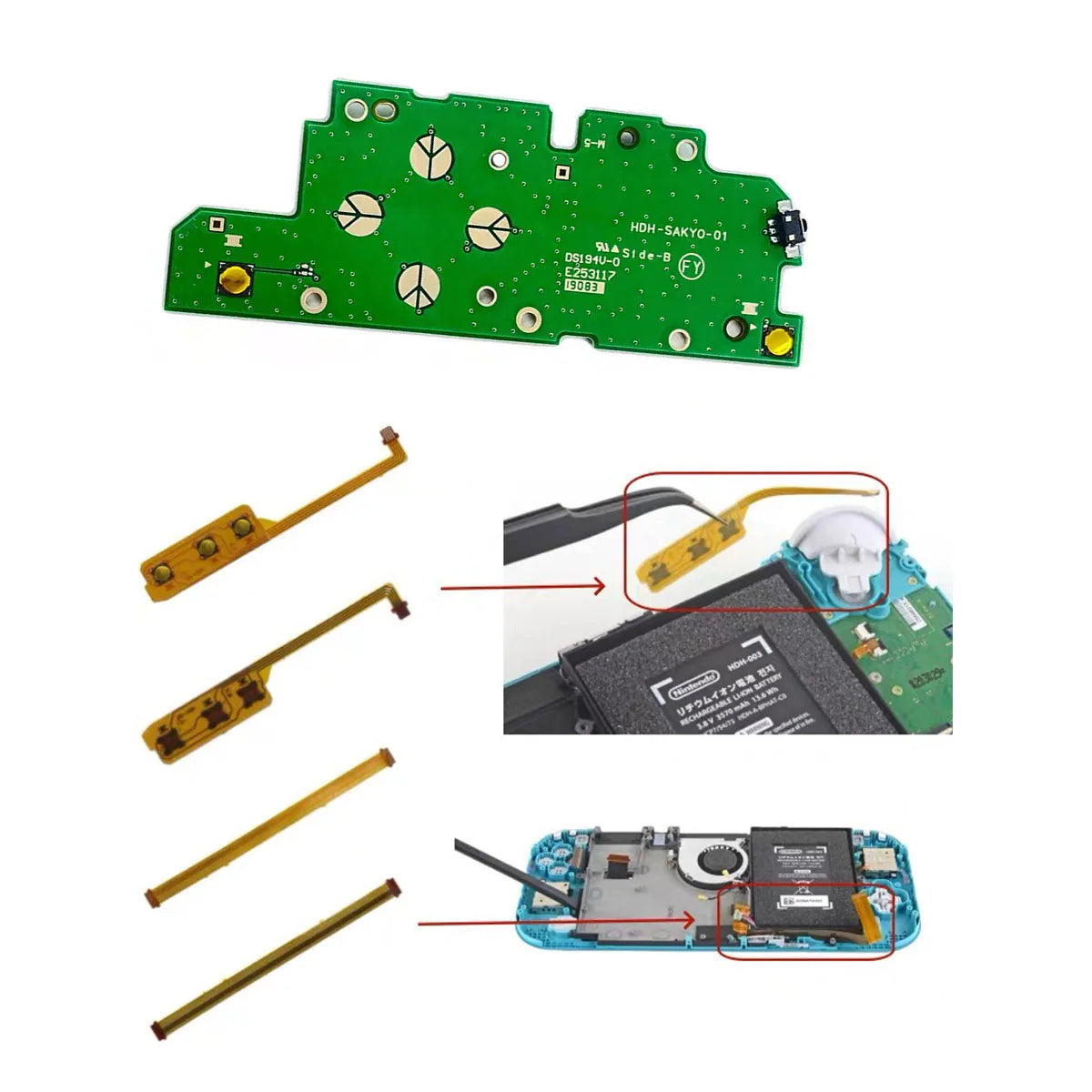 1-5PCS L Left Button PCB Board for Nintend Switch Lite ON/OFF Switch Button Ribbon Flex Cable Power Cable  Game console repair parts