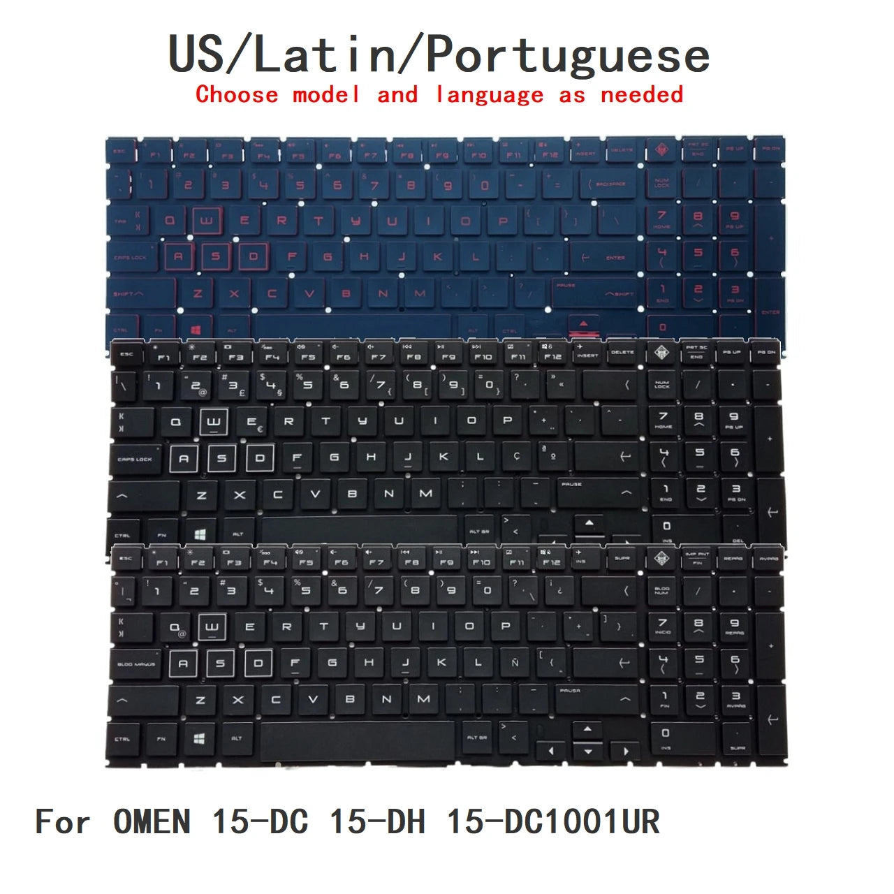 New US Latin Portuguese Language  RGB Keyboard For HP OMEN 15-DC 15-DH 15-DC1001UR Notebook PC Replacement Keyboard XP1-US  HP laptop repair parts