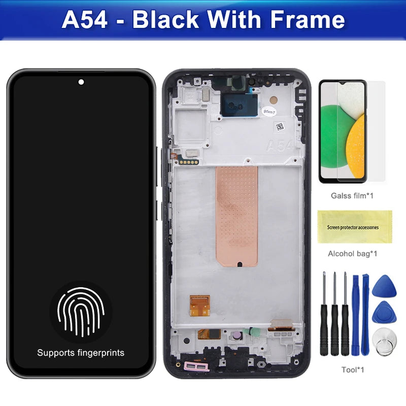 OLED Screen for Samsung Galaxy A54 A546B A546B/DS LCD Display Digital Touch Screen with Frame for Samsung  A54 Replacement Samsung phone repair parts