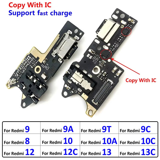 New USB Charging Port Board Flex Cable Connector For Xiaomi Redmi 8 8A 9 9C 9A 9T 10C 12C 10A 10 12 12C 13C 13 4G 5G Microphone Xiaomi  Xiao mi phone repair parts