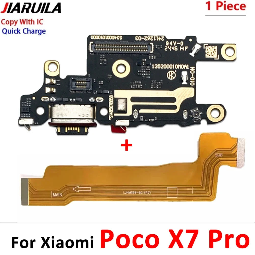 Dock Connector Micro USB Charger Charging Port Microphone Main Board Flex Cable For XIaomi Poco X5 X6 X7 F5 F6 F7 Pro 4G 5G  Xiaomi  Xiao mi phone repair parts