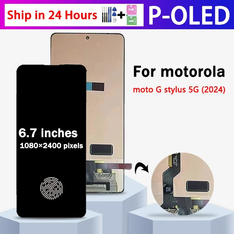 6.7“ P-OLED G Stylus 2024 Display Screen For Motorola Moto G Stylus 5G (2024) LCD XT2419 Display Touch Screen Digiziter Assembly Motorola phone repair parts