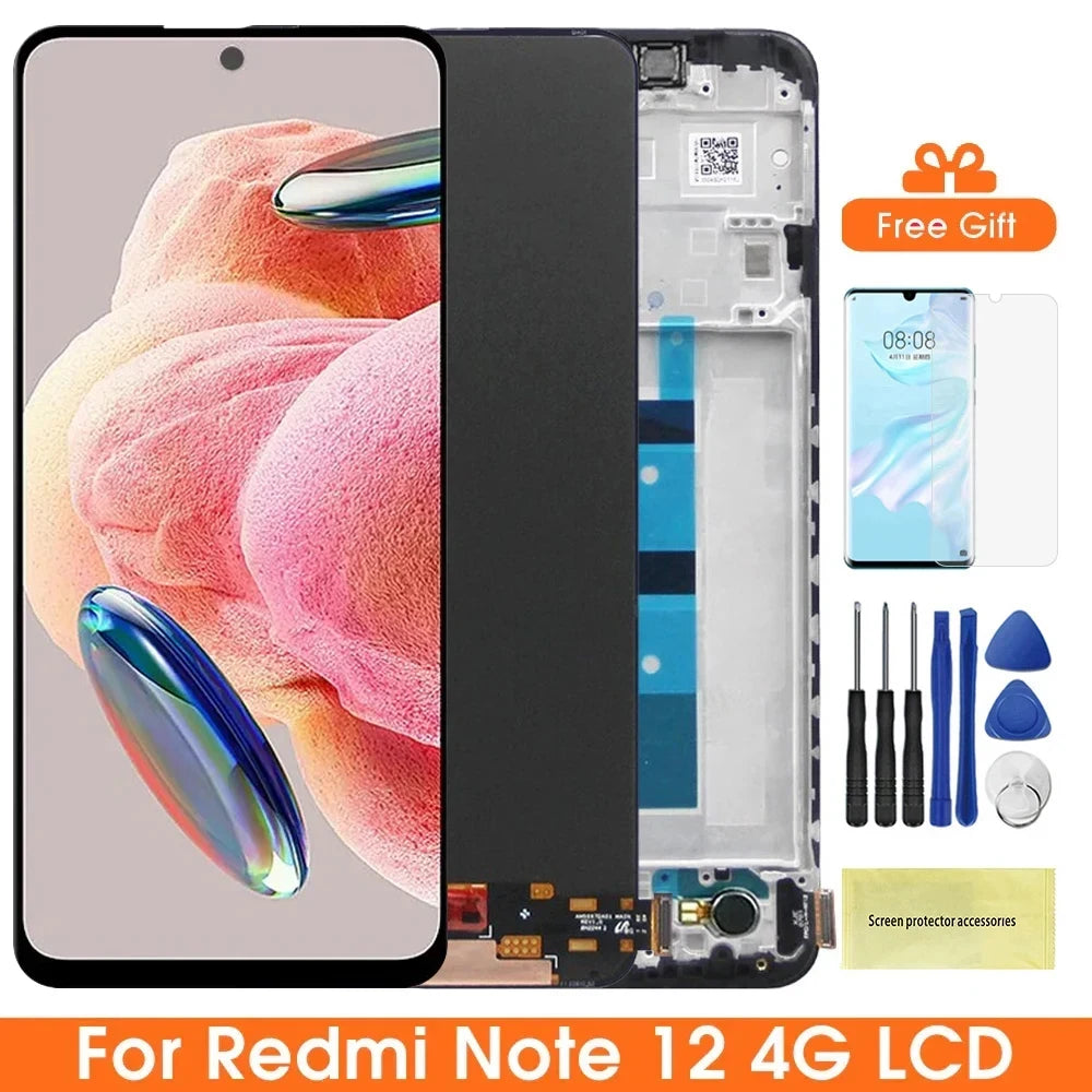6.67" Screen for Xiaomi Redmi Note 12 23021RAAEG 23021RAA2Y Lcd Display Digital Touch Screen with Frame for Redmi Note 12 4G Xiaomi phone repair parts
