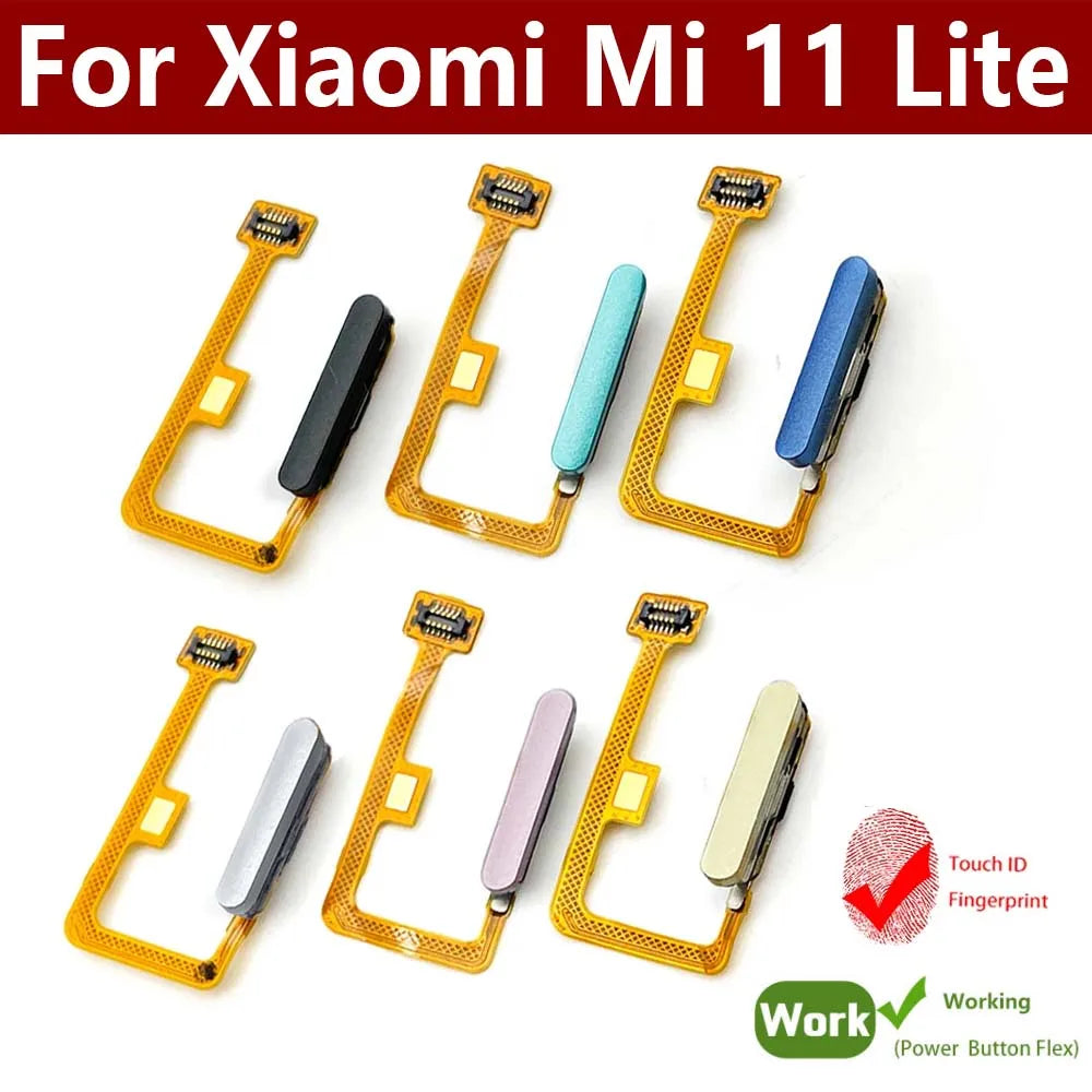 New For Xiaomi Mi 11 Mi11 Lite Fingerprint Sensor Home Return Key Menu Button Flex Ribbon Cable Black White Blue Green Xiaomi  Xiao mi phone repair parts