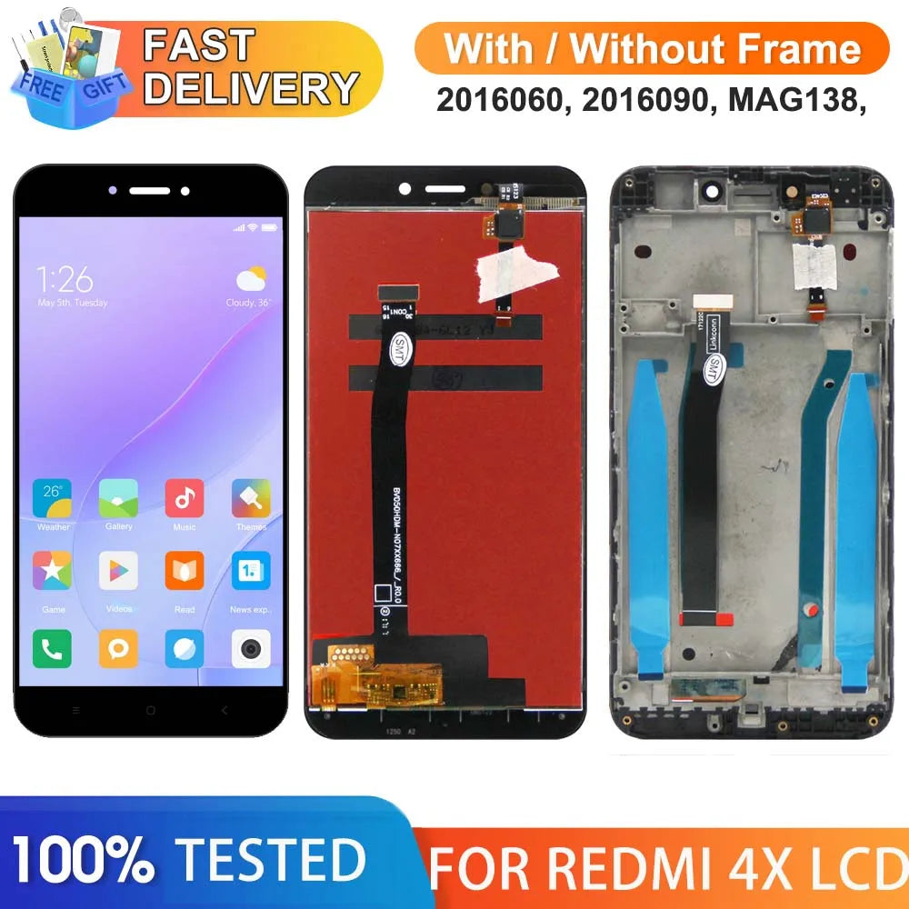 5.0" Screen for Xiaomi Redmi 4 (4X) 2016060 2016090 MAG138 MAE136 Lcd Display Digital Touch Screen with Frame for Redmi4 Screen Xiaomi phone repair parts