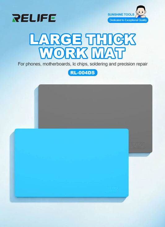 RELIFE RL-004DS Large Heat Insulation Work Mat 500x300mm Silicone Soldering Pad 500°C Heat Resistant for Phone PCB Repair Professional Repair Tools