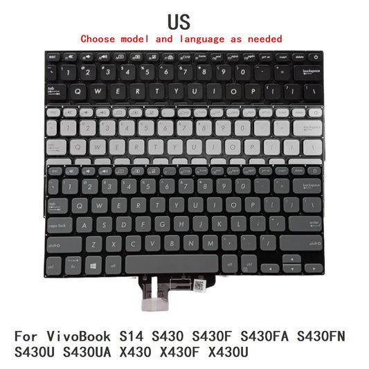 New US Language  Backlit Keyboard For ASUS VivoBook S14 S430 S430F S430FA S430FN S430U S430UA X430 X430F X430U ASUS laptop repair parts