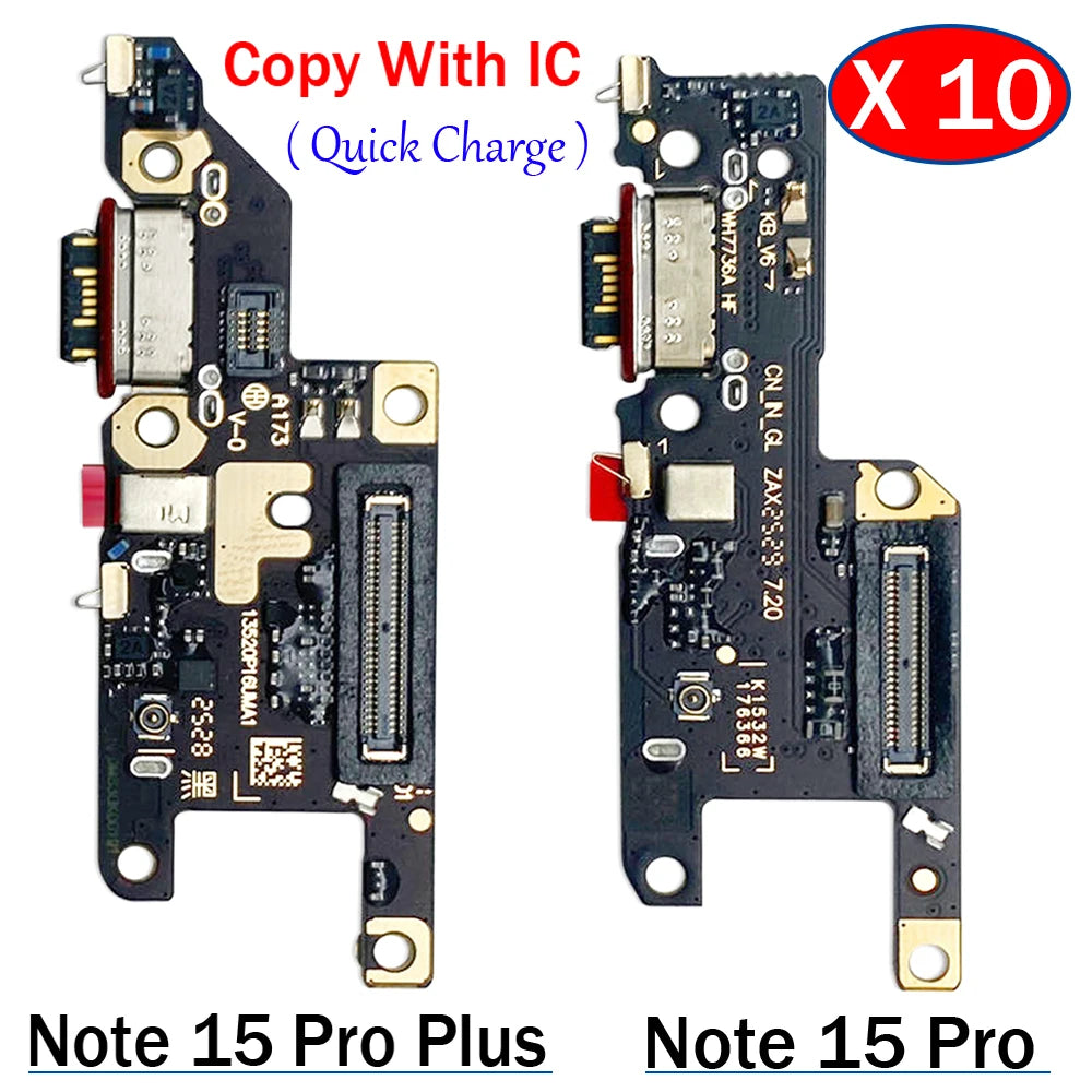 10Pcs，Charger Board PCB Flex For Xiaomi Redmi Note 15 Pro Plus 5G USB Port Connector Dock Charging Ribbon Cable Flex  Xiaomi  Xiao mi phone repair parts