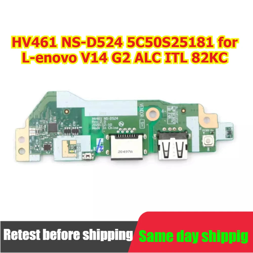 HV461 NS-D524 5C50S25181 for Lenovo V14 G2 ALC ITL 82KC USB I/O daughterboard power board  charging board Lenovo laptop repair parts