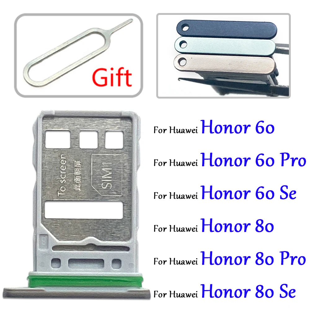 New For Huawei Honor 60 80 Pro Se SIM Card Tray Slot Holder Adapter Accessories Huawei phone repair parts