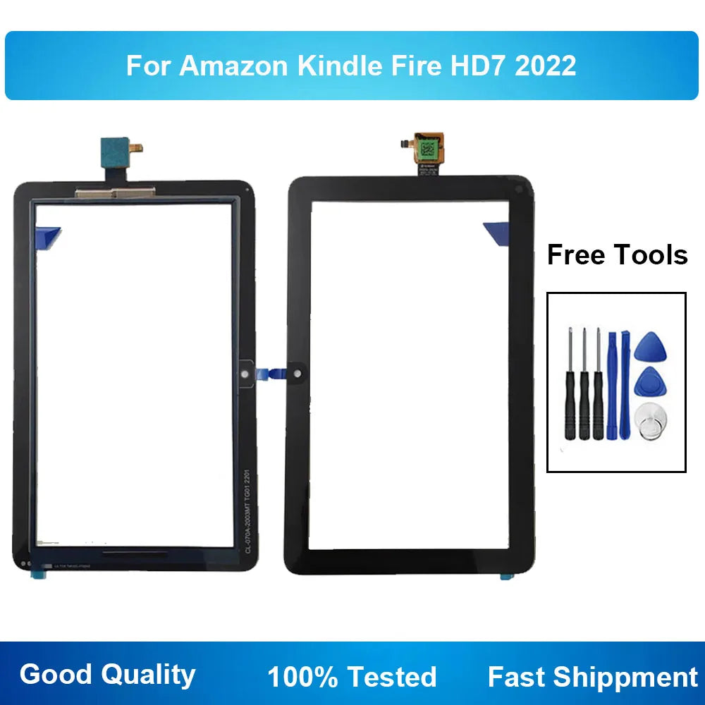 For Amazon Fire HD 7 2022 12th Gen Touch Screen Front Glass Panel Replacement for Amazon Fire HD 7 (2022) With Tools Tablet repair parts