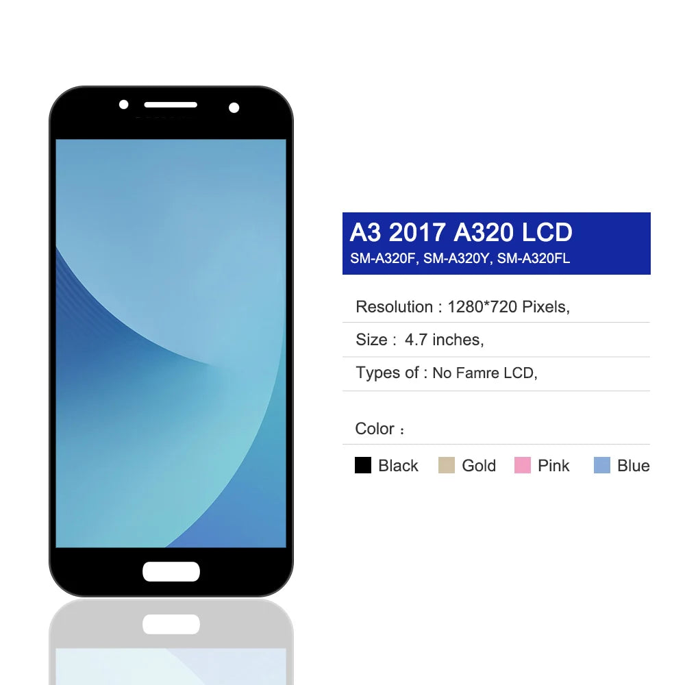 A320 Display Screen, for Samsung Galaxy A3 2017 A320 A320F A320Y A320M Lcd Display Touch Screen Digitizer Assembly Replacement Samsung phone repair parts