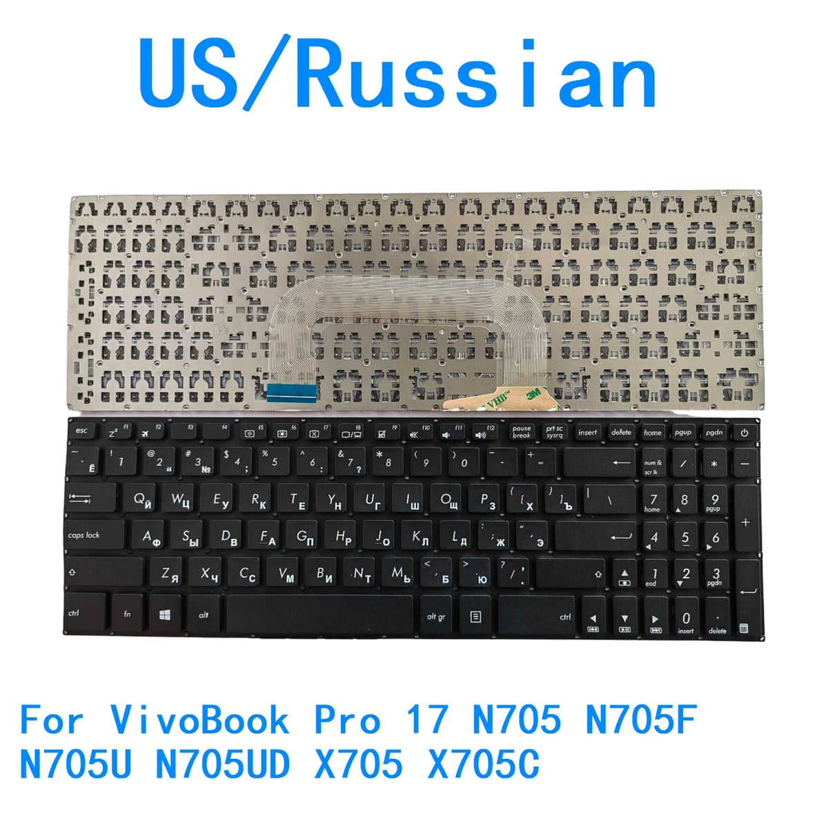 New US Russian Language  Keyboard For ASUS VivoBook Pro 17 N705 N705F N705U N705UD X705 X705C Notebook PC Replacement Keyboard ASUS laptop repair parts