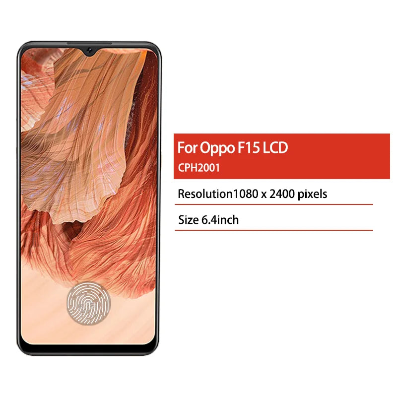 6.4' 100% Tested For Oppo F15 LCD Display Screen Touch Panel Digitizer Assembly For Oppo F15 LCD CPH2001 Screen Oppo phone repair parts Realme phone repair parts