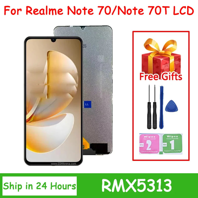 6.74"For Realme Note 70 Display For Realme Note70T RMX5313 LCD Display Touch Screen Digitizer Assembly Replacement Oppo phone repair parts Realme phone repair parts