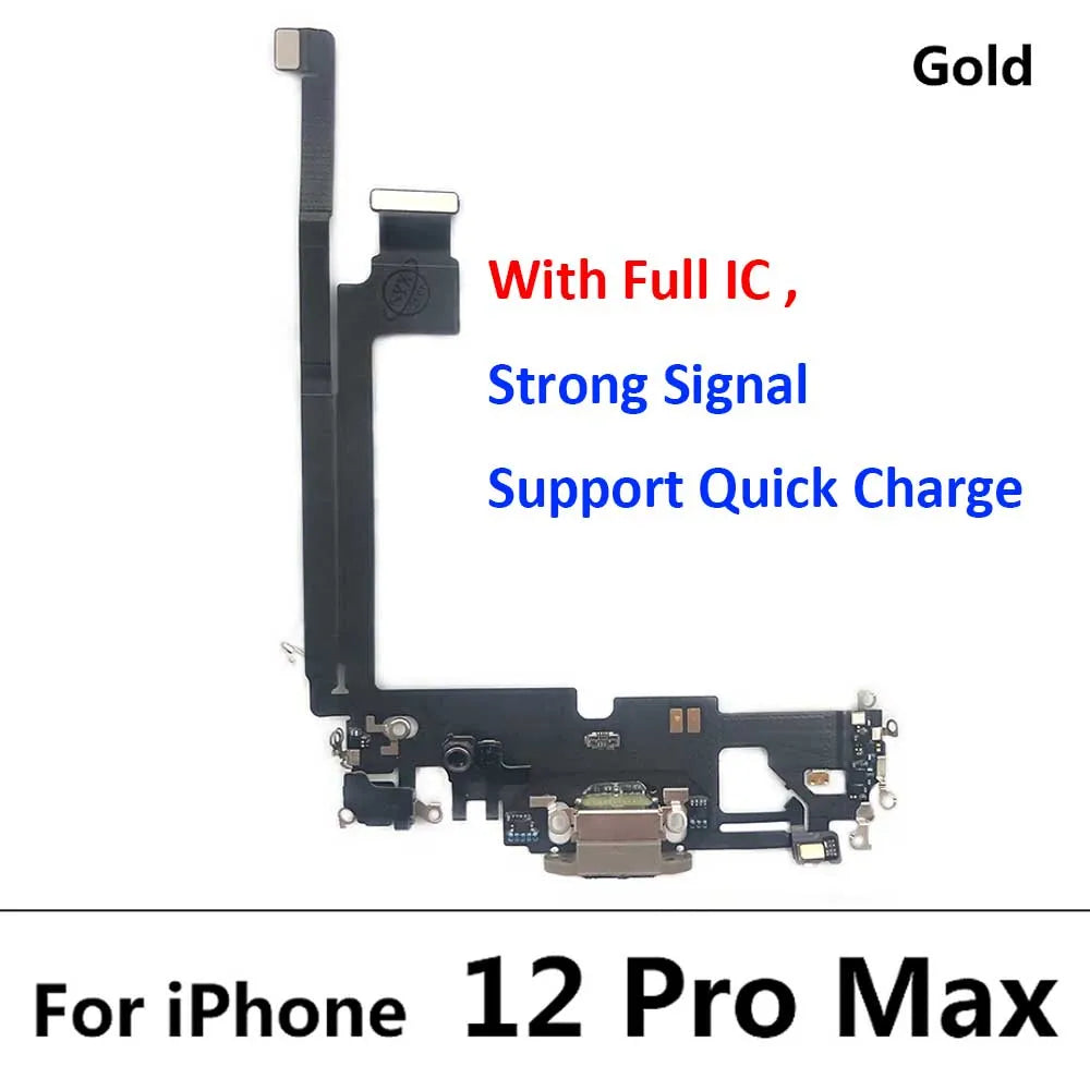 10Pcs/Lot, New USB Charging Port Mic Microphone Dock Connector Board Flex Cable For iPhone 12 Pro Max 12 mini Repair Parts iPhone phone repair parts