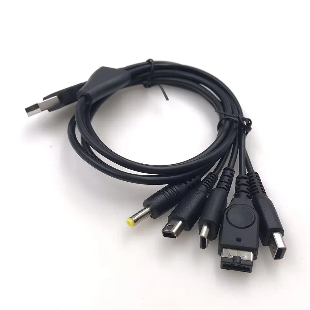 5 In 1 USB Charging Cable For Nintendo New 3DS XL NDS Lite Ndsi XL Wii U Charger Cable For Nintendo GBA SP For Sony PSP 1000/200 Game console repair parts