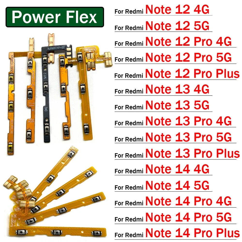 Power On Off Volume Side Button Key Flex Cable For Xiaomi Redmi Note 12 13 14 Pro Plus 4G 5G  Xiaomi  Xiao mi phone repair parts