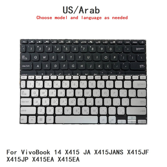 New US Arab Language  Backlit Keyboard For ASUS VivoBook 14 X415 JA X415JANS X415JF X415JP X415EA X415EA Replacement Keyboard ASUS laptop repair parts