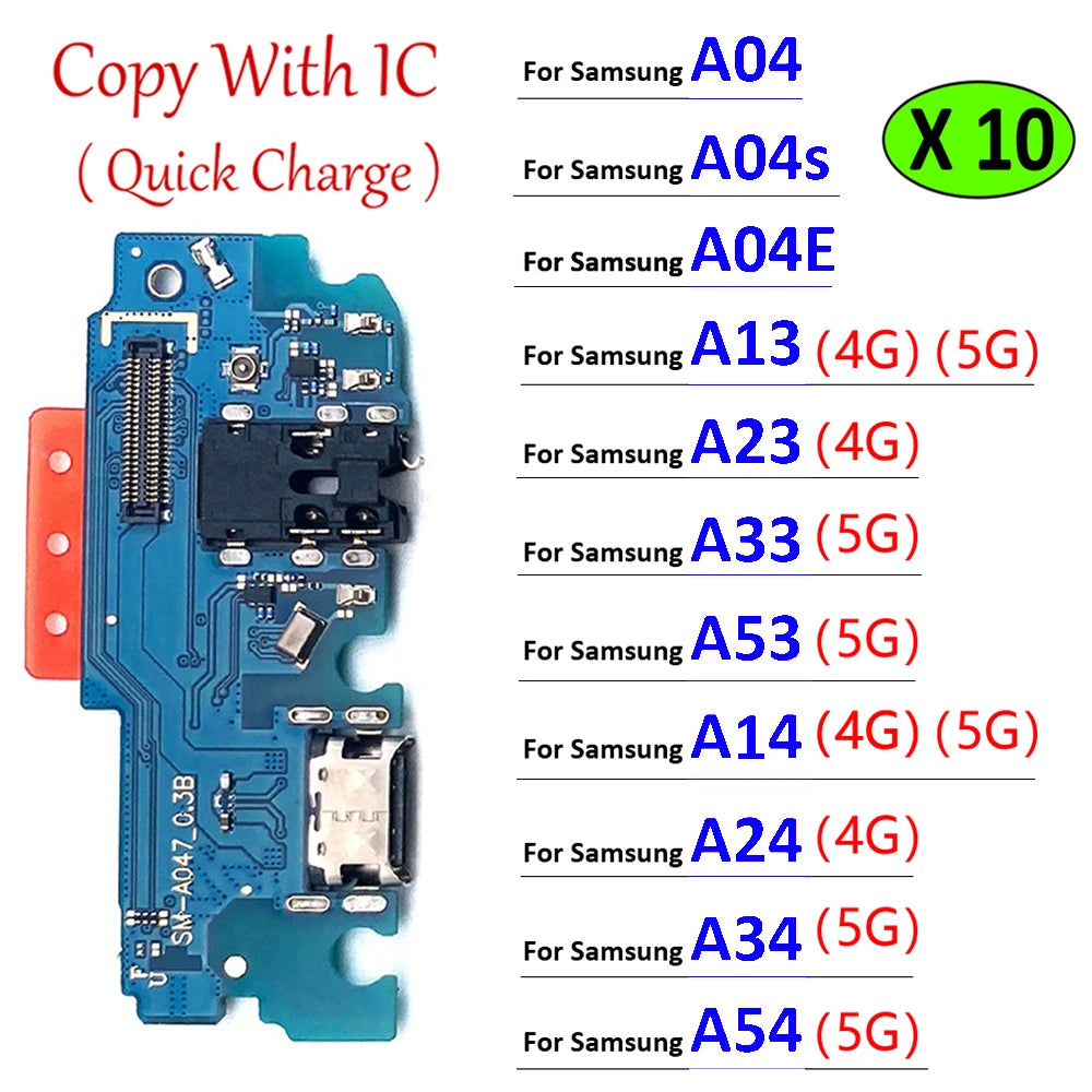 10Pcs Dock Connector USB Charger Charging Board Port Flex Cable For Samsung A04 A04s A04E A13s A14 A24 A54 A34 A23 A33 A53 4G 5G Samsung phone repair parts