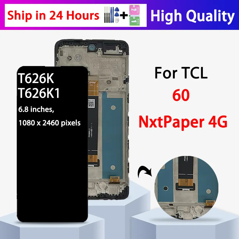 6.8“Tested For TCL 60 NxtPaper 4G T626K LCD Display Touch Screen Digitizer Assembly For TCL 60NxtPaper 4G T626K1 Display TCL phone repair parts