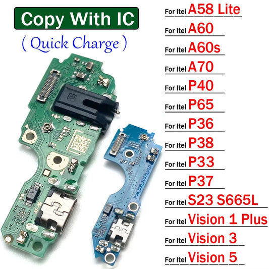 USB Charging Connector Board Port Dock Flex Cable For Itel A58 A60 A60s A70 Lite P40 P65 P36 P38 P37 P33 S23 Vision 1 3 5 Plus  Infinix phone repair parts