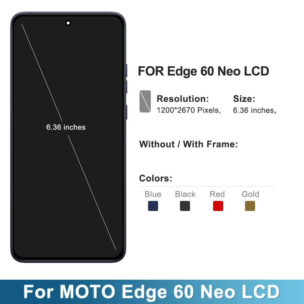 6.36'' AMOLED For Motorola Edge 60 Neo LCD XT2509-1 Display Touch Screen Digitizer Assembly For Moto Edge60 Neo LCD Motorola phone repair parts