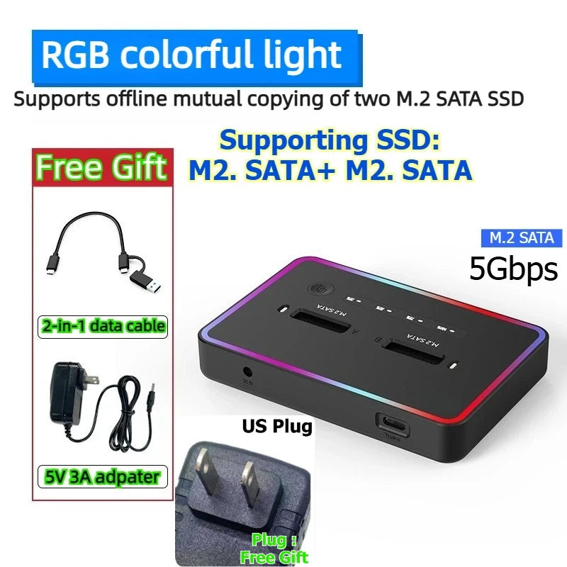 Dual Protocol m.2 ssd case Ssd Docking Station Type C USB 20Gbps offline clone  for PCIe NVME SATA 2 dual bay SSD enclosure Laptop Accessories