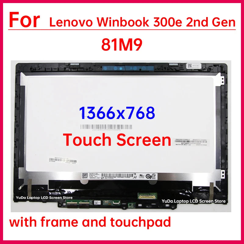 11.6 Inch Laptop LCD Touch Screen For Lenovo Winbook 300e 2nd Gen 81M9 Display Digitizer+Bezel Assembly Replacement 5D10T45069 Lenovo laptop repair parts