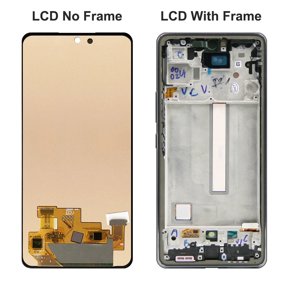 Super AMOLED A53 5G Display Screen with frame, for Samsung Galaxy A53 5G A536 A536B A536U Lcd Display Touch Screen Replacement Samsung phone repair parts