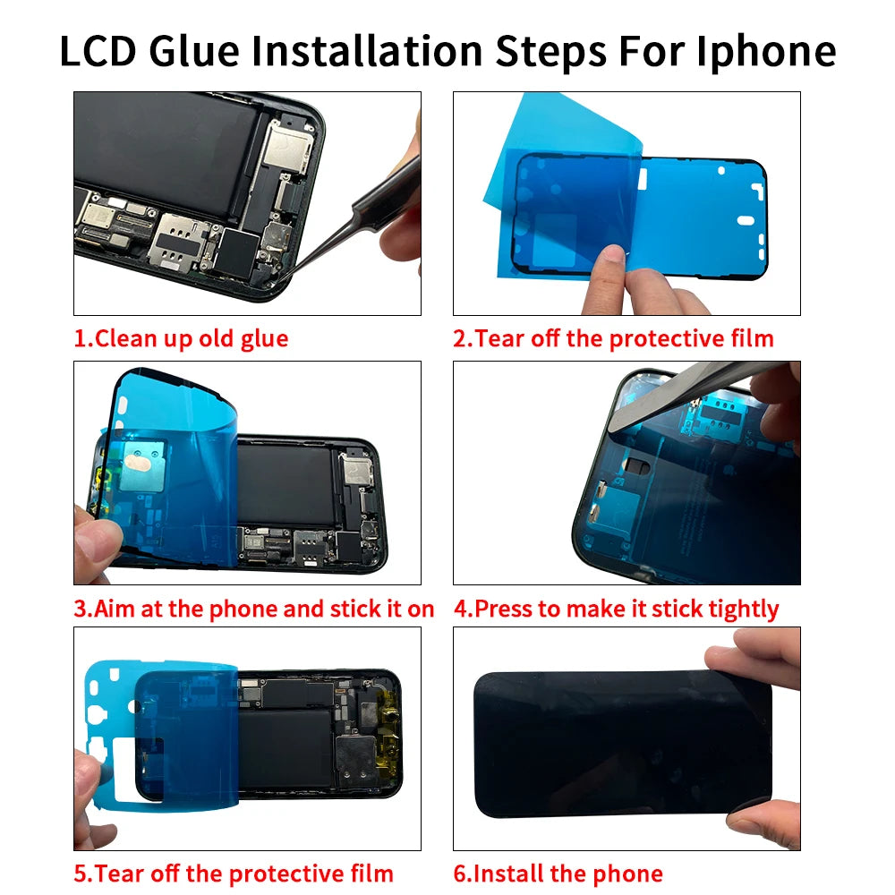 10Pcs Waterproof Sticker For iPhone 11 12 13 14 15 16 17 Pro Max Plus Adhesive LCD Screen Frame Seal Tape Repair Parts iPhone phone repair parts